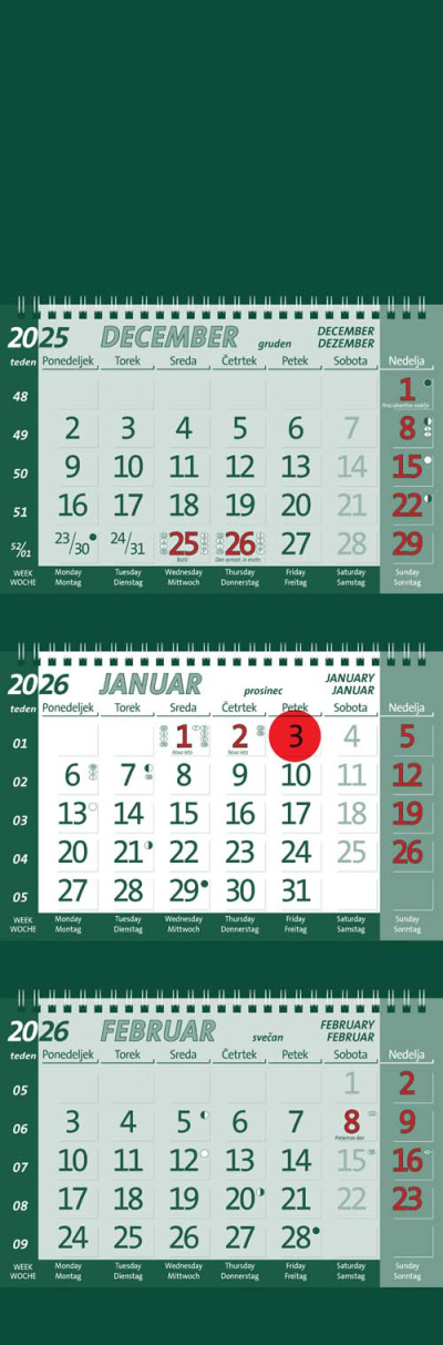 Tridelni poslovni koledar