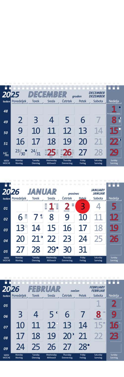 Tridelni poslovni koledar